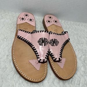 Stephen Bonanno Palm Beach Classic Womens Pink Monogrammed Sandals Size 8.5 EUC